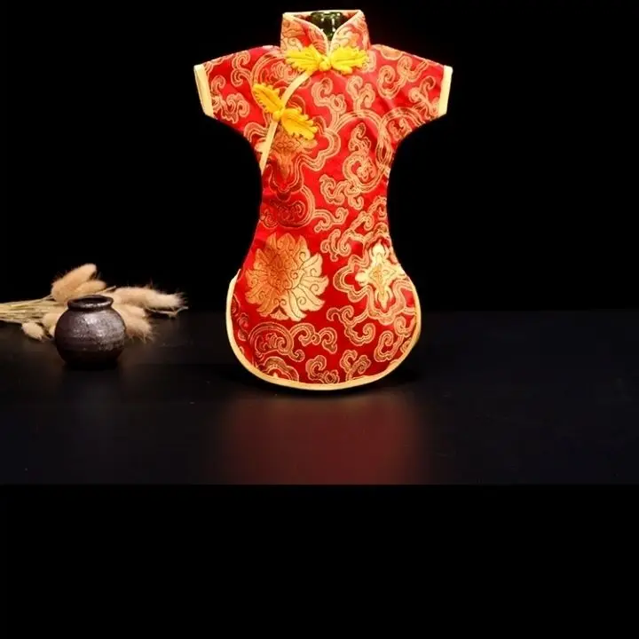 red dress wine bottle Suit Wine Bottle Cover Wine Bottle Pouch Sweater Red Wine Bottle Cover Cheongsam Wine Cover