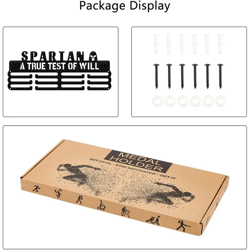 1-zestaw Spartan Medal Holder Display Hanger Rack Frame for Sport Race Metalowy wieszak na medale do zawodów piłkarskich i koszykówki