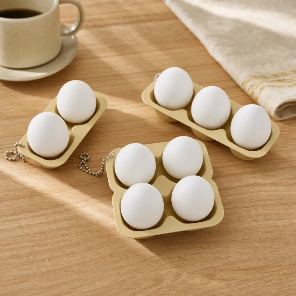 Creative 3D Printed Egg Tray Clicker Portable Relaxed Egg Button Keychain Novelty Cute Funny Fidget Backpack Pendant