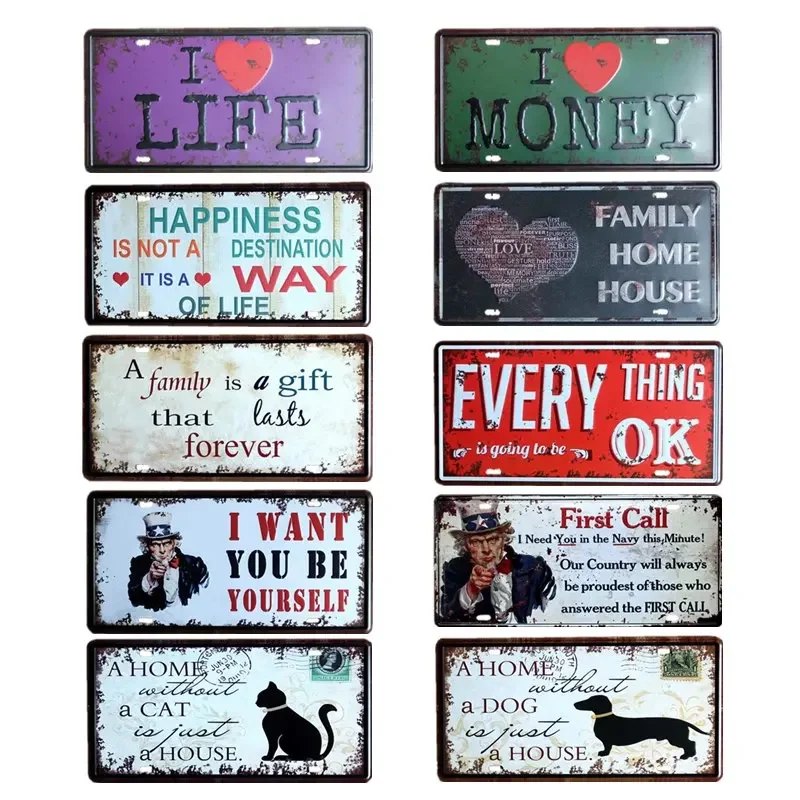 

I LOVE LIFE Metal Plate Vintage Tin Signs Wall Poster Pub Decorative Bar Club Decoration Home Decor 15x30cm