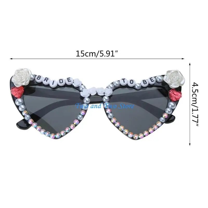 HX6F Bachelorette Party Sunglasses Engagement Pearls Sunglasses Bride to Be Gift