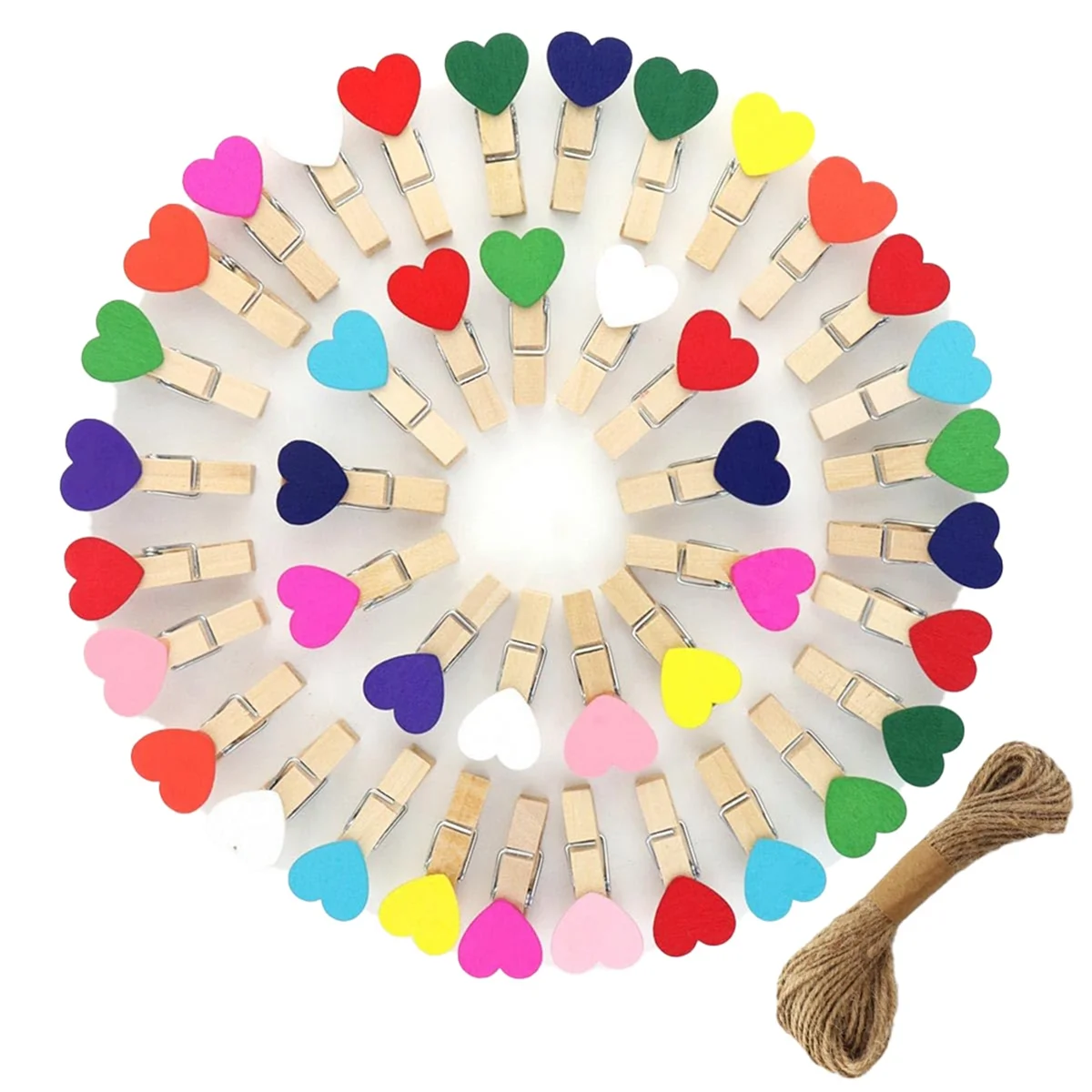 80 Pieces Wooden Heart Clothespins Mini Heart Photo Clips Colorful Small Clothes Pins for CAU30ts Picture Hanging Display