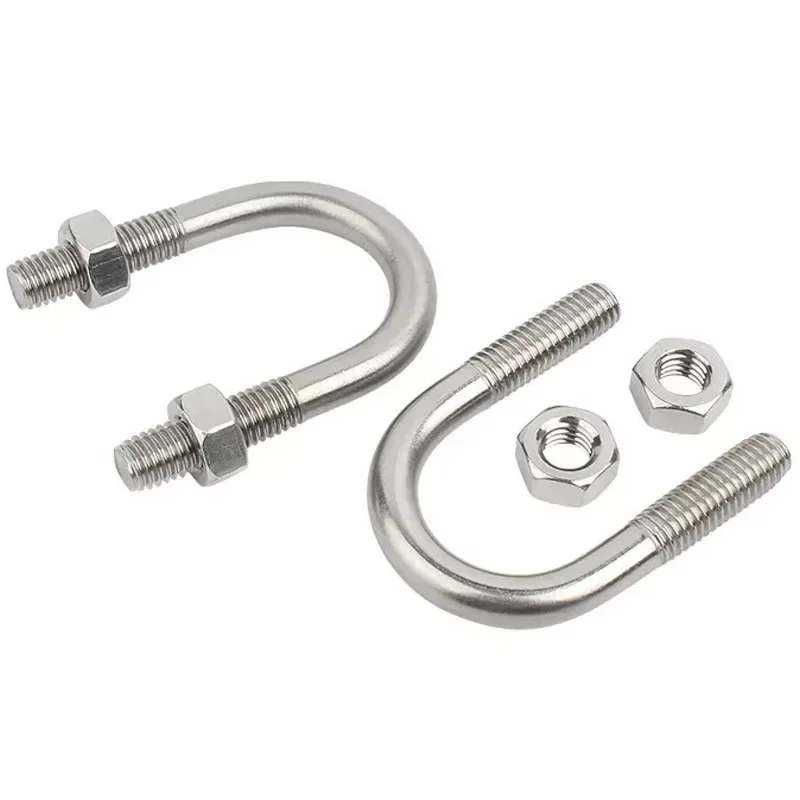 1Set U Bolt M6 M8 304 Stainless Steel U-shaped Buckle Bolt With 2 Hex Nuts U-shaped Screw Installation Fastener