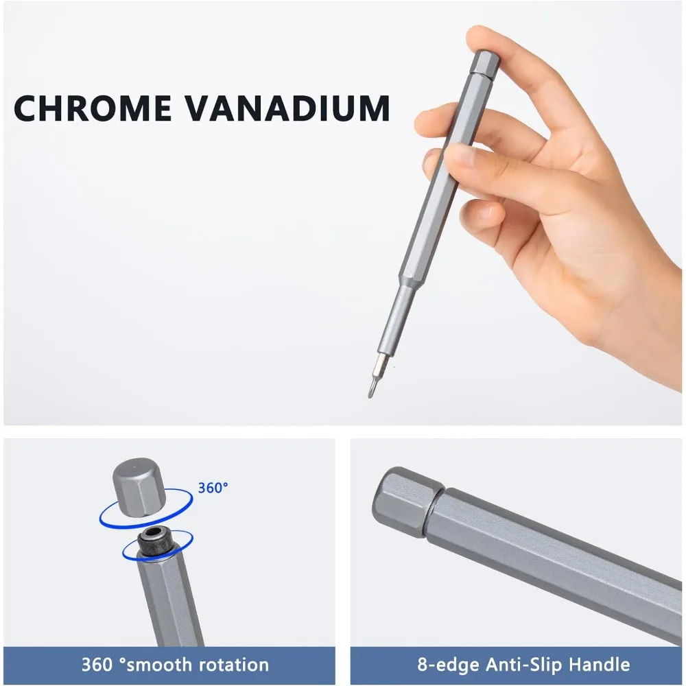 مجموعة مفكات براغي دقيقة صغيرة 24 في 1، مجموعة أدوات إصلاح صغيرة مغناطيسية CRV لساعة الكمبيوتر المحمول والنظارات PS5 Xbox Phone Mac #4