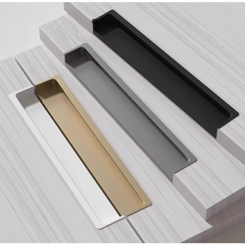 Flush Mount Cabinet Handles,Aluminum Drawer Pulls,Modern Minimalist Handles,Anodized Finish,Sliding Door Handles,Wardrobe Handle