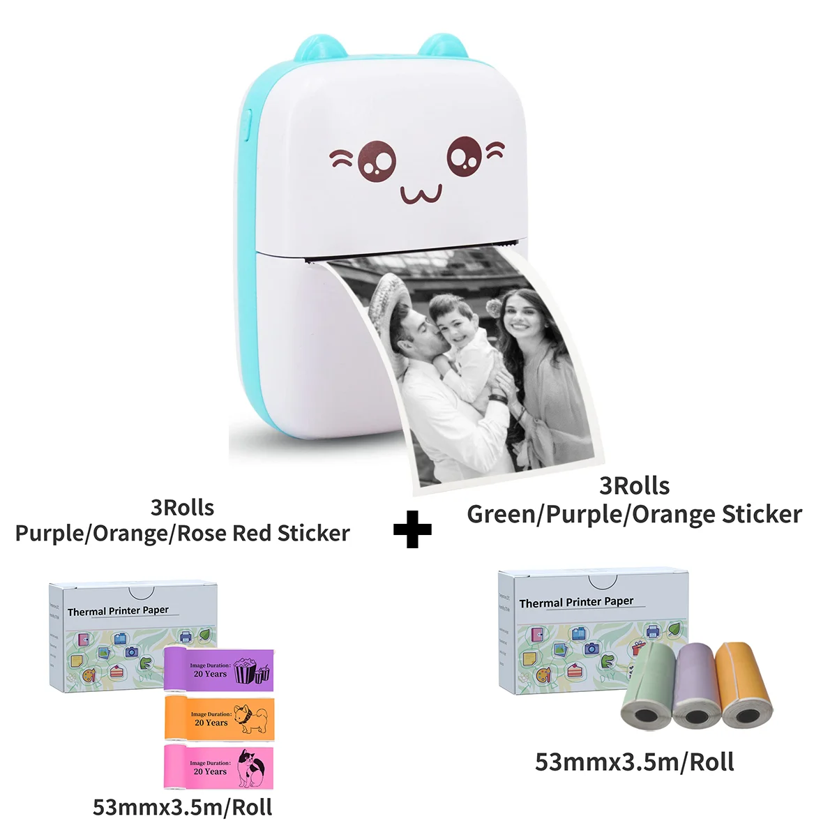 Mini Sticker Printer Inkless Mini Thermal Printer Printer for DIY Scrapbook Memo for Children Women Gifts Kids Christmas