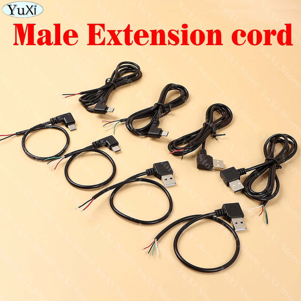 USB 2.0 Type-C Male Elbow Head Cable Plug DIY