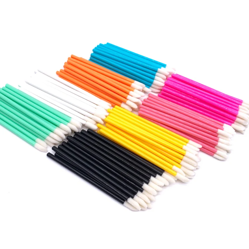 50 PCS  flocked disposable lip gloss brush applicator lipstick wand makeup tools