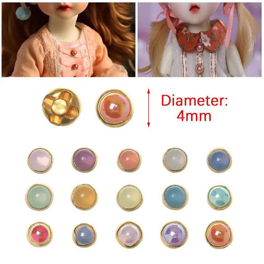 20PCS 4mm Mini Pearl Buttons Mini Doll Buttons Ultra-small Buckle Doll Belt Buckle Doll Shoes Buckle 1/6 Doll Clothing Accessory