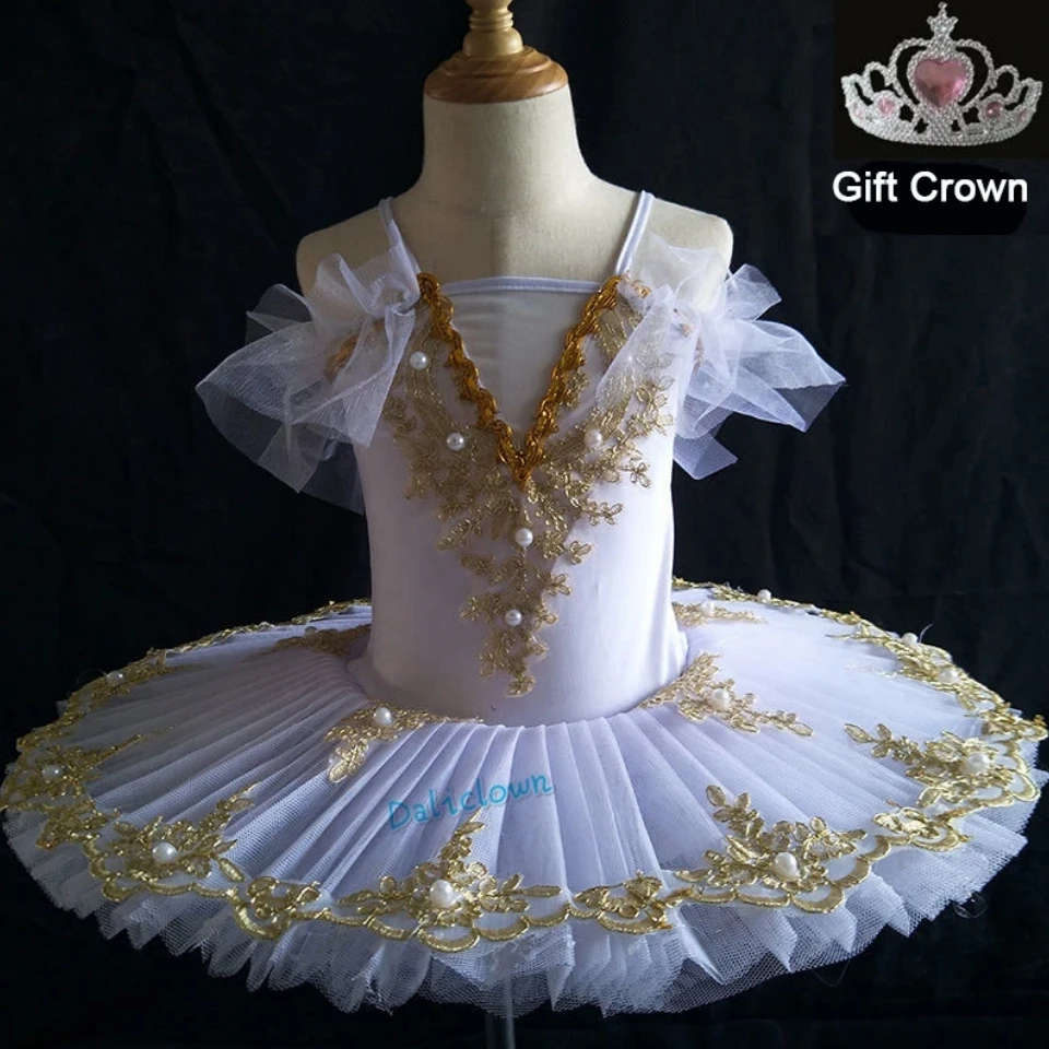 Professional Ballet Tutu Girls Blue White Platter Pancake Tutu Ballerina Party Dress Adult Women Child Kids Ballet Dance Costume