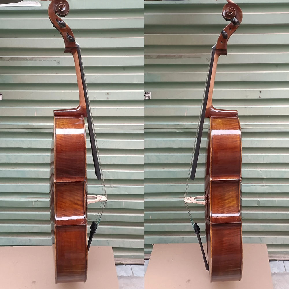 Professional handmade antique Cello 4/4 Natural Flamed maple solid wood Spruce top Panel cello Musical Instruments with bag bow - view 3