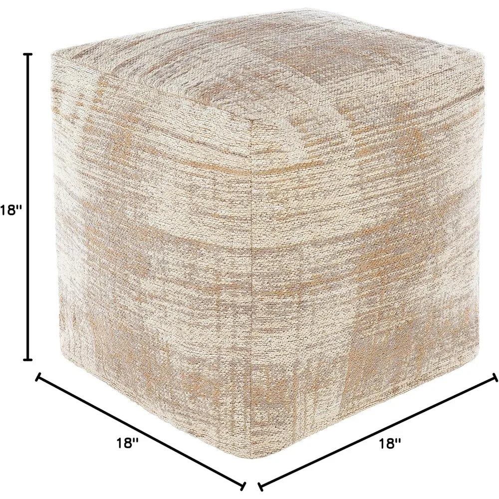 Pufe otomano, puchenstuben moderno cinza cubo pufe descanso para pés para sala de estar, quarto e decoração de casa boho (18 "x 18" x 18")