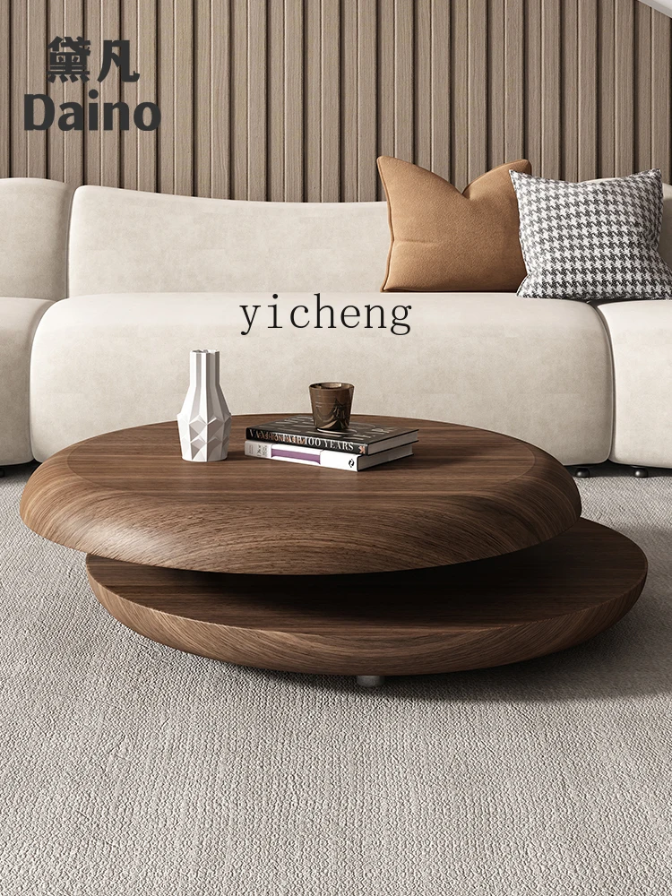 Zk round Tea Table Walnut Living Room Home Designer Model Scaling Spinning Creative