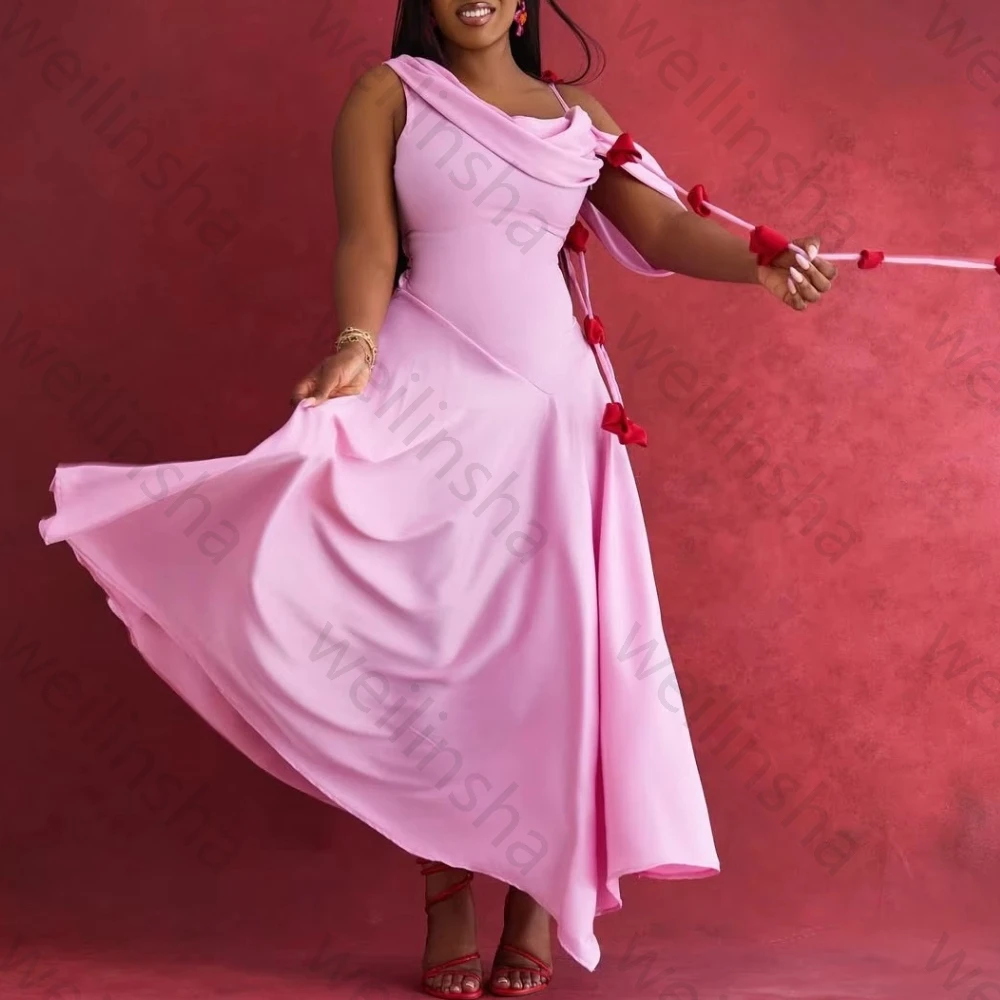 فساتين سهرة مثيرة بدون أكمام بطيات أنيقة غير رسمية فستان المشاهير رائع عالي الجودة للحفلات الراقصة للنساء حسب الطلب #4