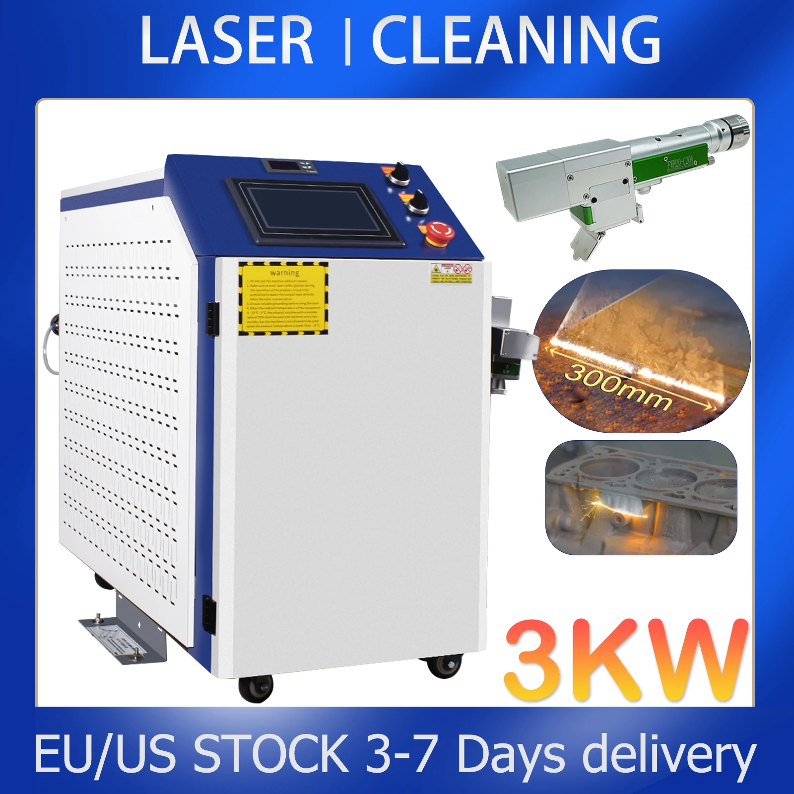 3000W Laser Cleaning Machine Relfar Cleaning Gun Cleaner Fiber Laser Rust Removal Cleaning Oil Paint for Metal Single Pendulum