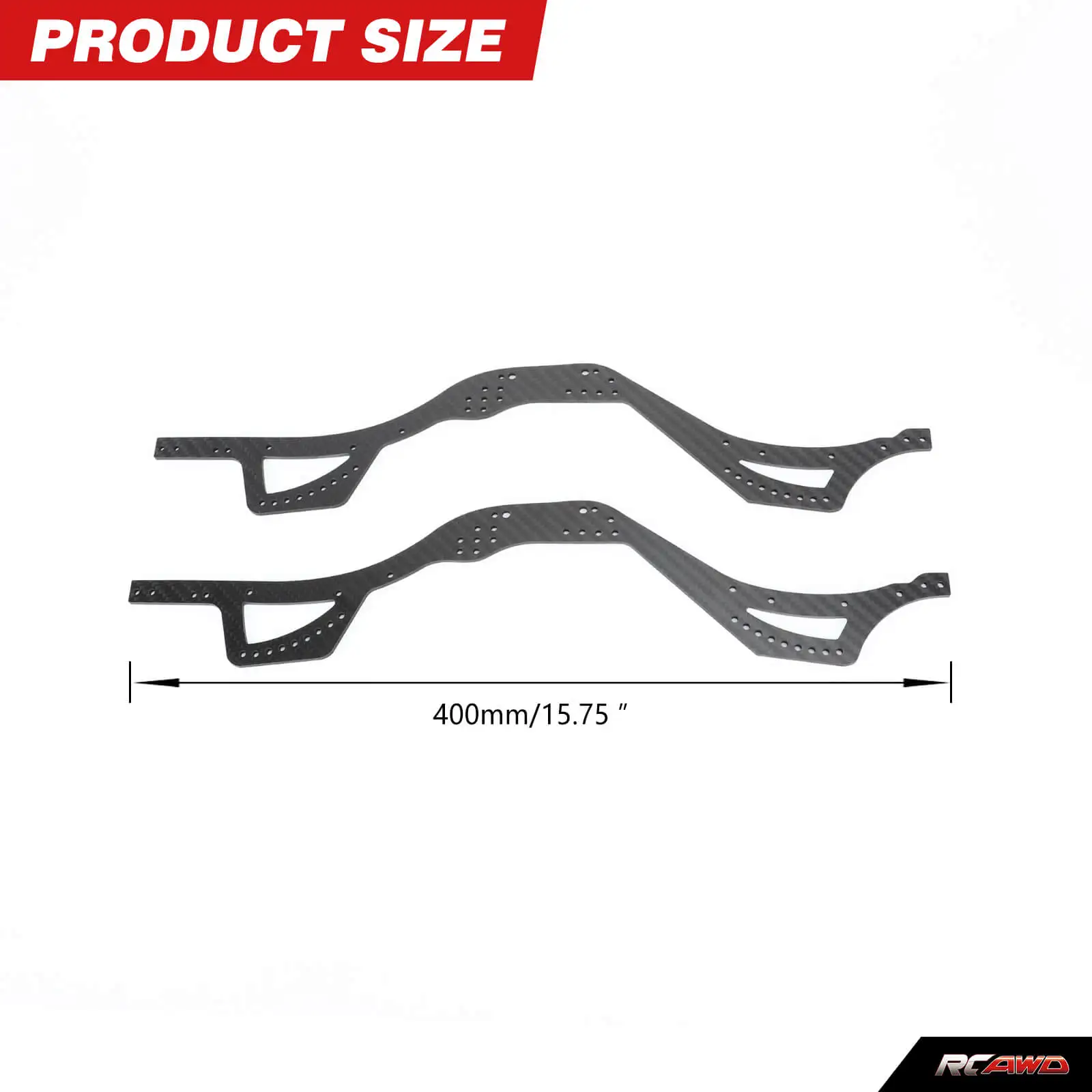 RCAWD Graphite Carbon Chassis Rail Set for 1/10 Axial SCX10 PRO 4X4 Kit AXI03028 AXI231053 Upgrades Parts