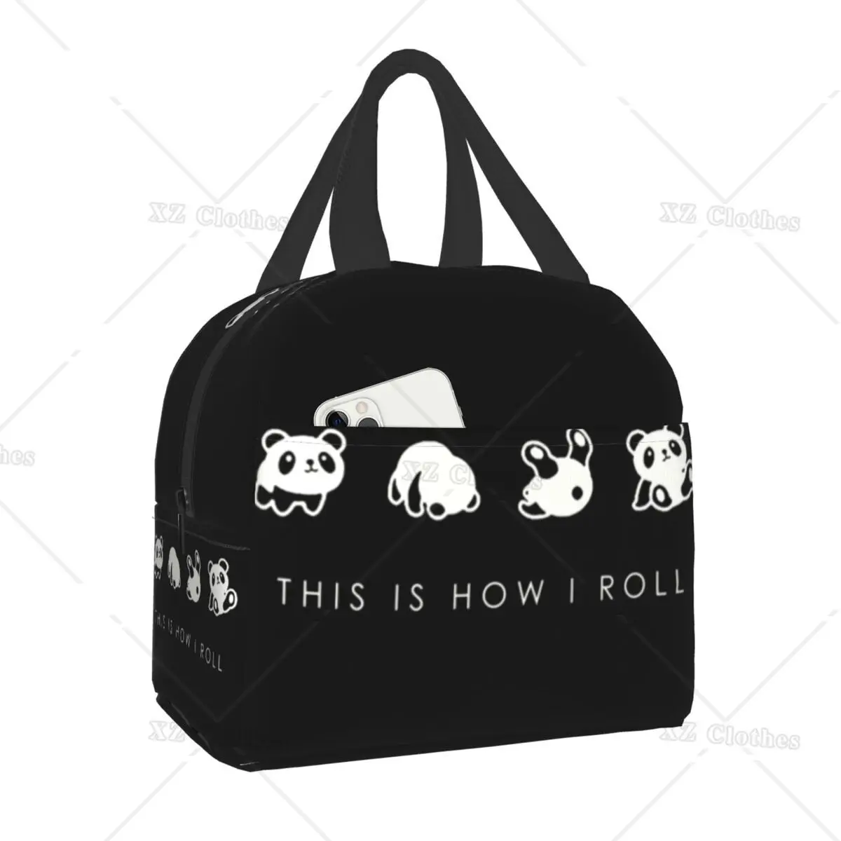 Panda Resuable Lunch Boxes for Men Women Leak-proof Red Panda Scroll Thermal Cooler Insulated Lunch Bag for Office Work