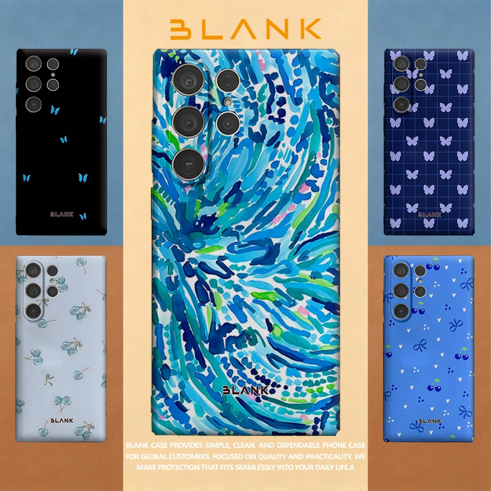 Blue Brush For Samsung Galaxy S26 S25 S24 A56 A36 Phone Case Protection Cover for Women Girl Blank