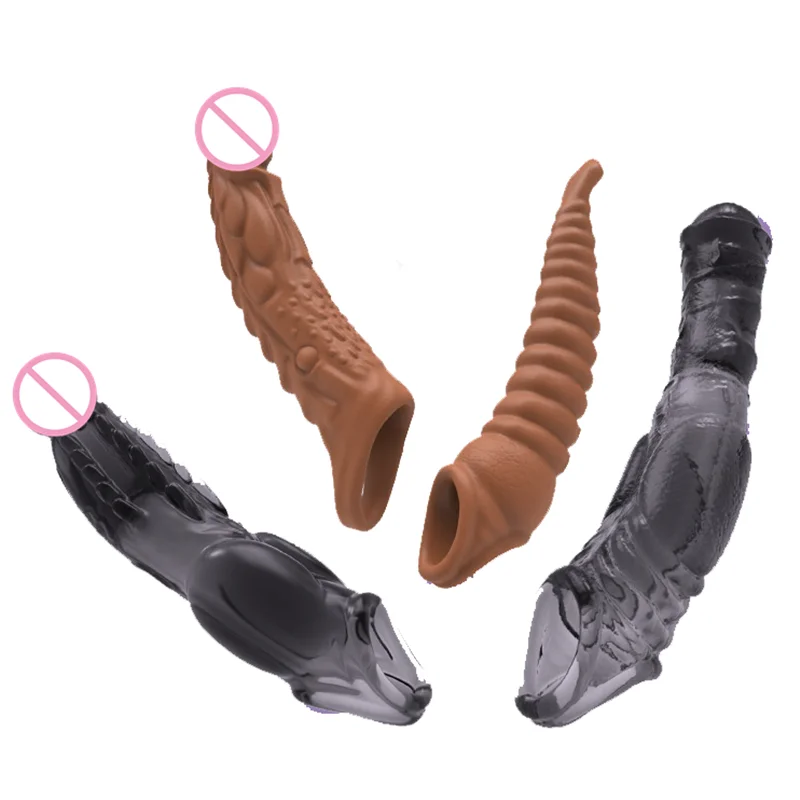 New Penis Sleeve Extender Sex Toys for Men Reusable Condom Male Penis Enlarger Sleeve Cock Rings Delay Ejaculation Sex Shop