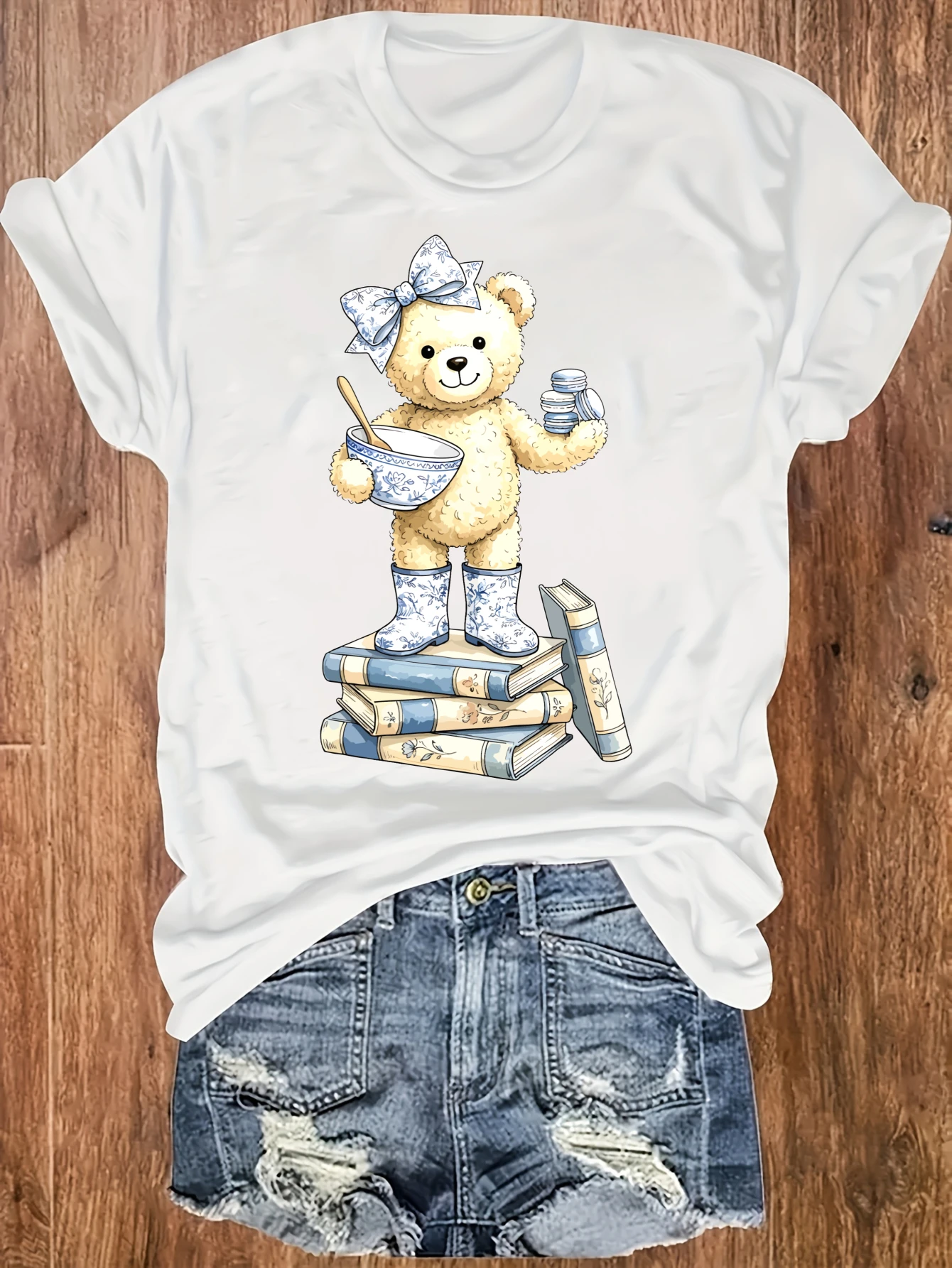 

Women's plus size tank top Teddy Bear With Books And Bowl Suitable for sports and daily wear summer fashion tops womens clothes