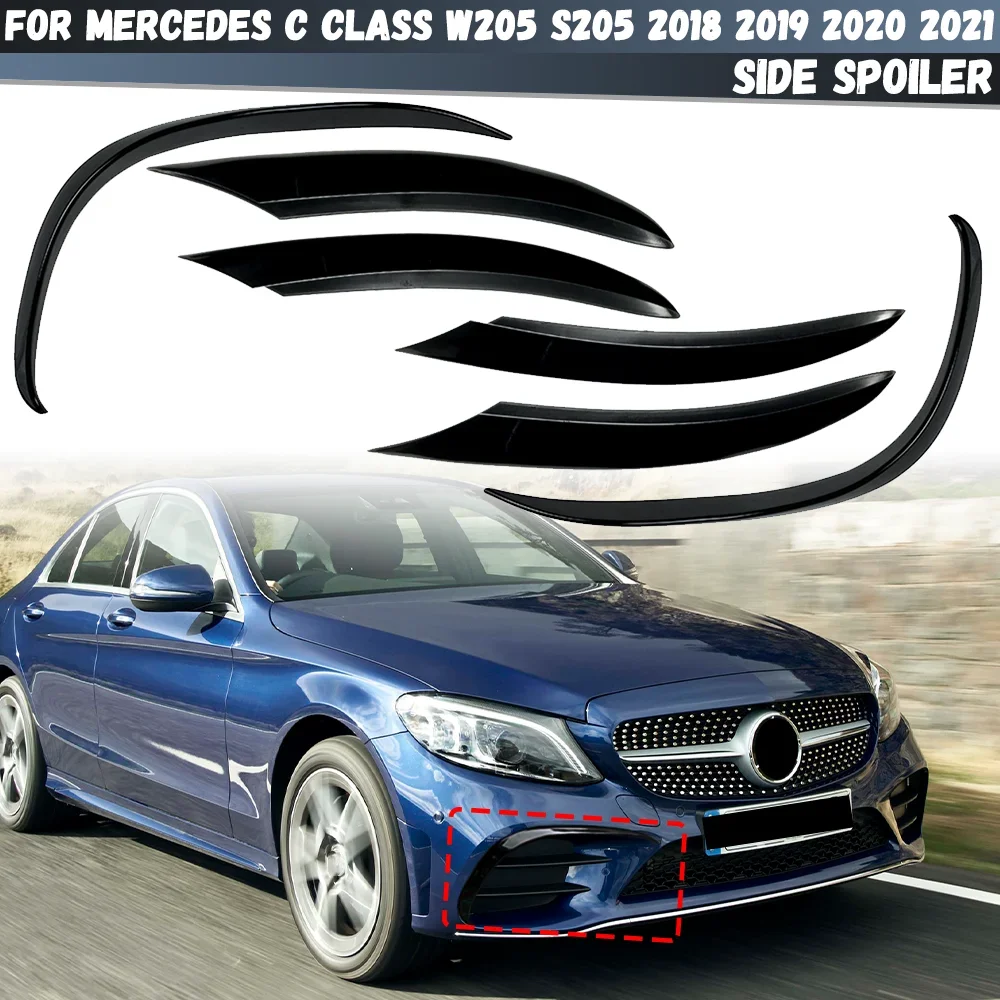 

Front Bumper Splitter Spoiler Fog Light Canard For Mercedes C Class W205 S205 A205 C205 C200 C220d C300 2018 2019 2020 2021