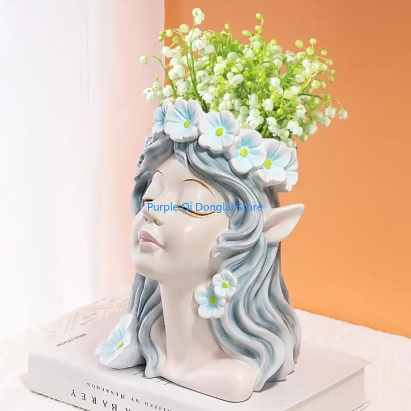 

L21E Wreath Girls Pen Holder Silicone Molds Table Ornament Mould Plasters Making Tool Planter Mold Easy to Clean