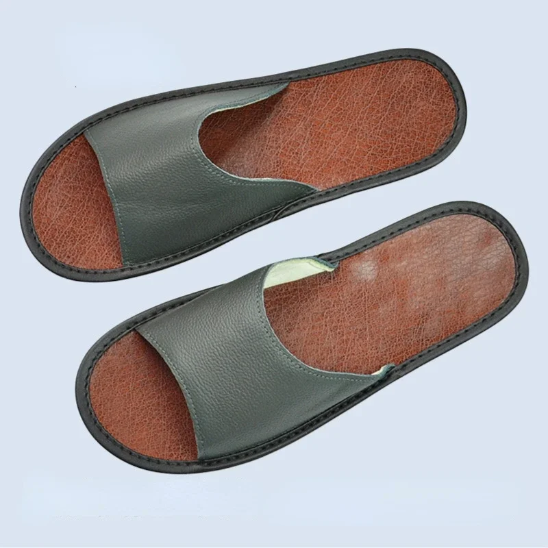 XIHAHA Summer Fashion Cowhide Genuine Leather Slippers Men Soft Bottom Home Slippers Women Non-Slip Shoes Woman Couple Sandals - view 2