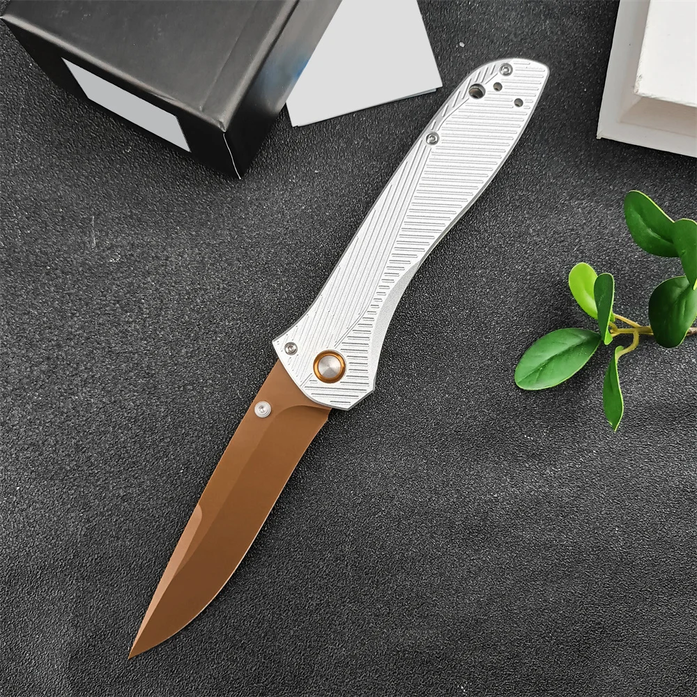 

BM 710FE-24 Pocket Folding Knife D2 Drop Point Blade White/Black Aluminum Handle Multi-functional Outdoor Tactical Knife