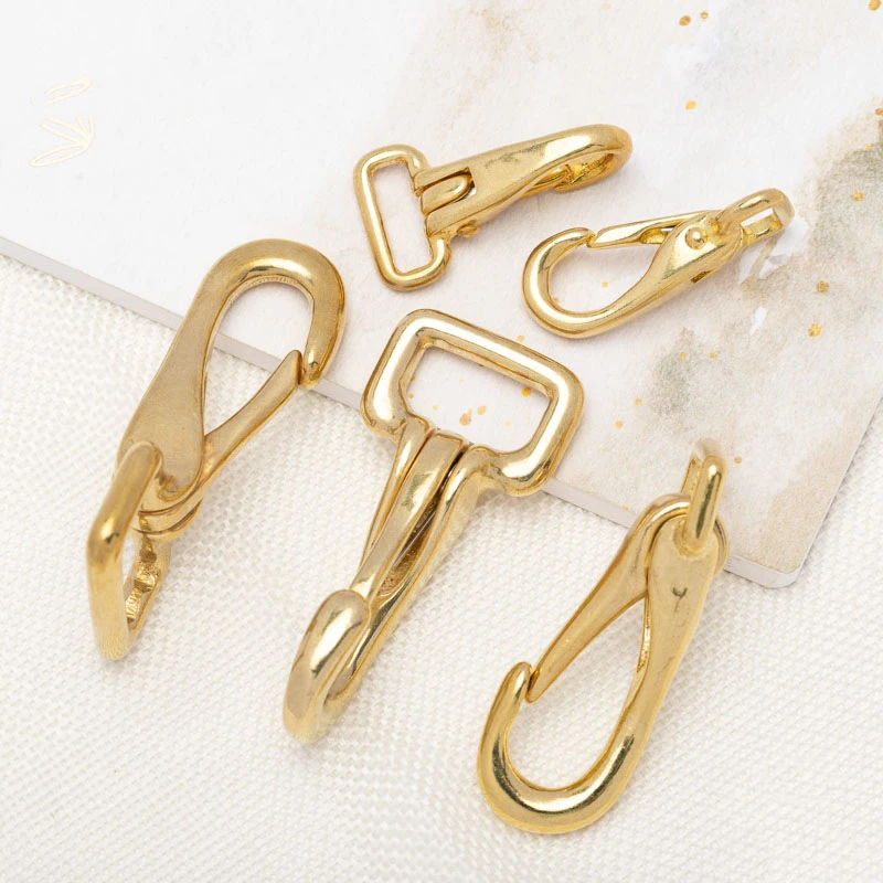 Brass Snap Hook Carabiner Trigger Clip Clasp Buckle for Bag Strap Halter Bridle Harness Dog Pet Leash Parts Keychain Accessories