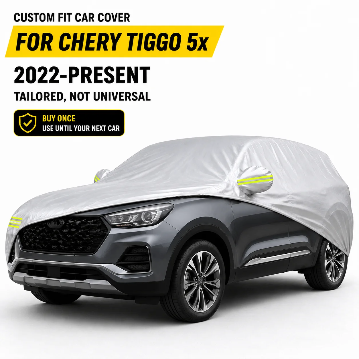 For Chery Tiggo 5x 2022-Present Exterior Car Cover Outdoor Protection  Durable Silver Coated Fabric UV Sun Dust Protection