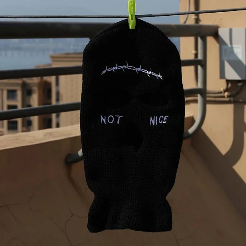 التطريز بالاكلافا 3 حفرة قناع الوجه الكامل الجيش التكتيكي قناع التزلج الشتاء قبعة هالوين حفلة بالاكلافا الدراجات التحوط قبعة