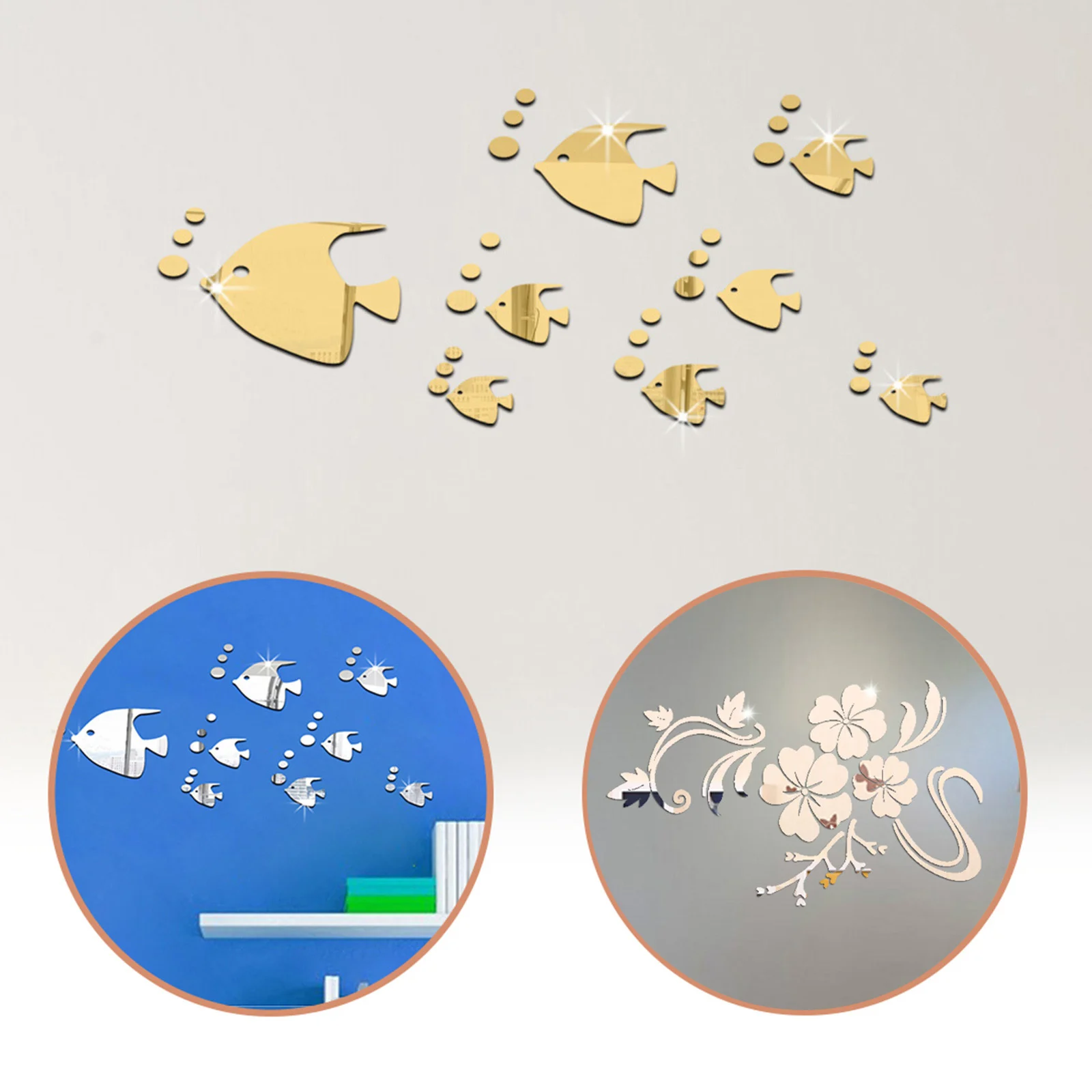 Flower Acrylic Mirror Wall Stickers Bedroom 3d Wall Stickers Living Room Home Decor, Diy Self Adhesive Waterproof Stickes