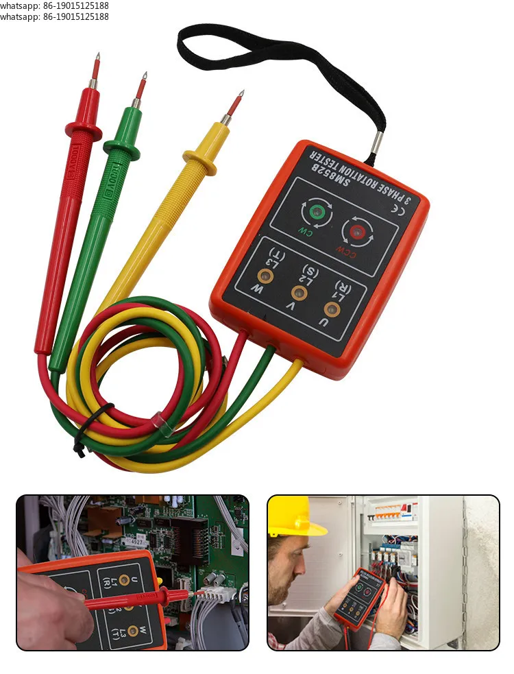 Portable three-phase AC phase sequencer phase sequencer SM852B phase detector current and voltage detector