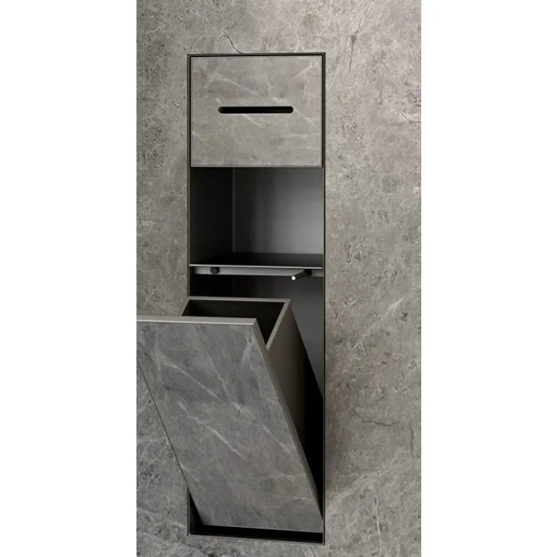 for 304 Stainless Steel Bathroom Embedded Niche Hidden Trash Can Toilet Brush Storage with Concealed Tissue Box