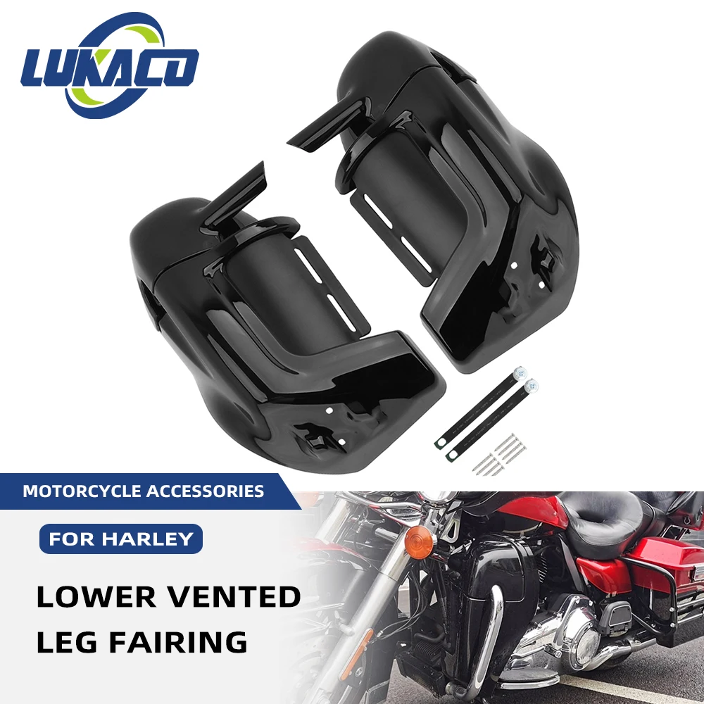 

Lower Vented Leg Fairing Motorcycle Painted Bright Classic Black Glove Box For Harley Touring Road King Street Glide 1983-2013