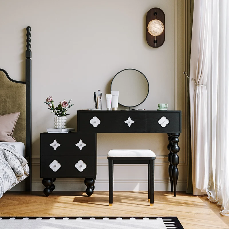 

Glossy Natural Makeup Vanity Desk Simple Hidden Modern Mirror Makeup Vanity Desk Black Vintage Kaptafel Bedroom Furniture