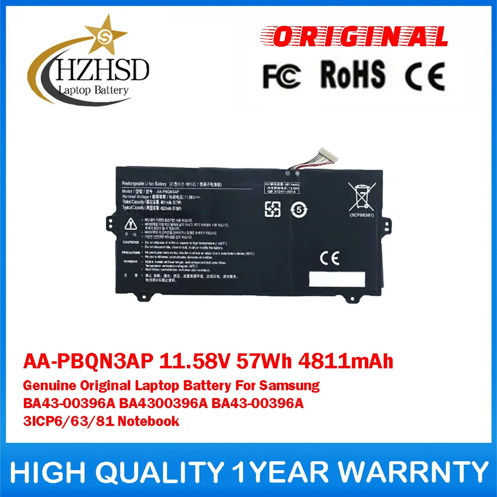 AA-PBQN3AP 11.58V 57Wh 4811mAh Genuine Original Laptop Battery For Samsung BA43-00396A BA4300396A BA43-00396A 3ICP6/63/81