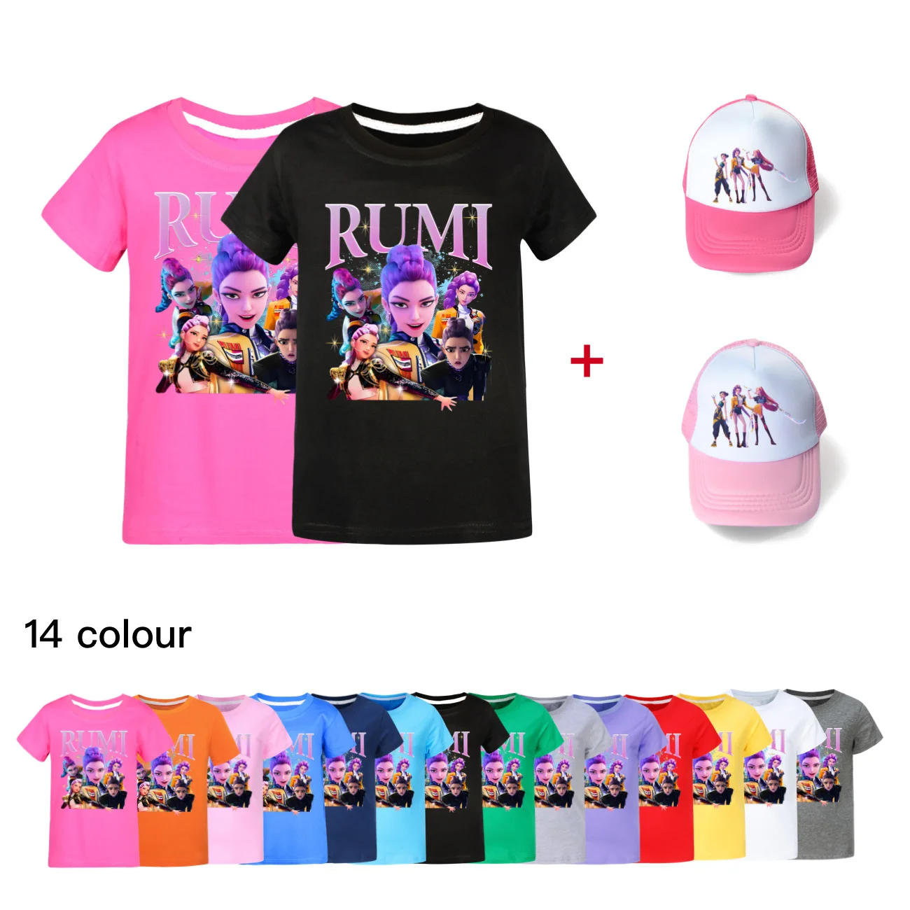 

New KPop Demon Hunters Huntrix Boys Short Sleeve Tshirt Toddler Girl Summer Clothes T Shirts Princess Clothing4805
