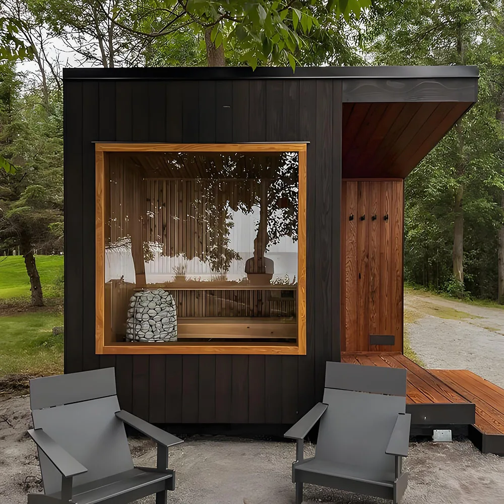Luxury Outdoor Cedar Barrel Sauna Room With Far Infrared Heating for Home Garden Relaxation Pod