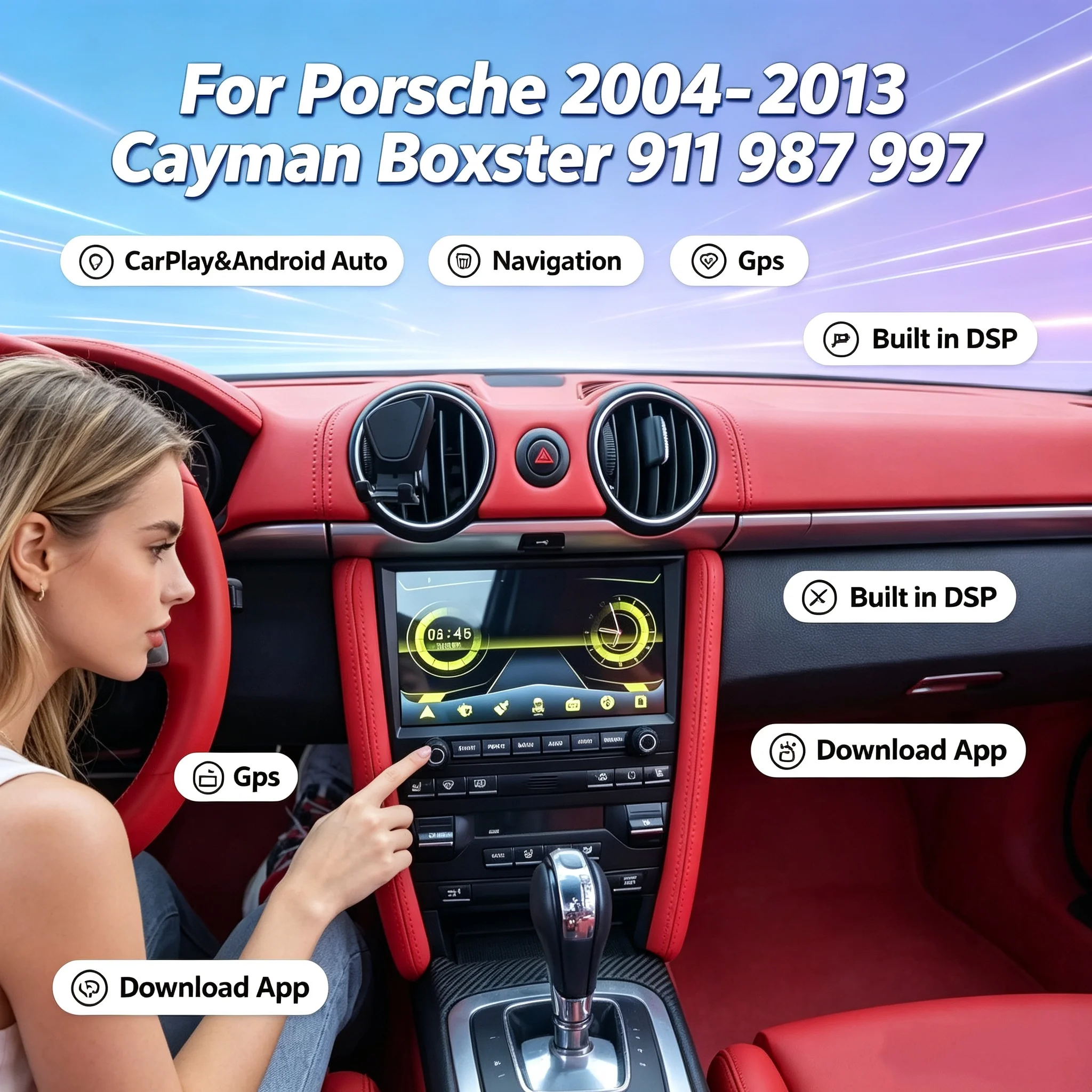 For Porsche 2004 - 2013 Cayman Boxster 911 987 997 Vehicle Stereo Radio Multimedia Gps Optic Fiber Box BOSE Carplay Android Auto