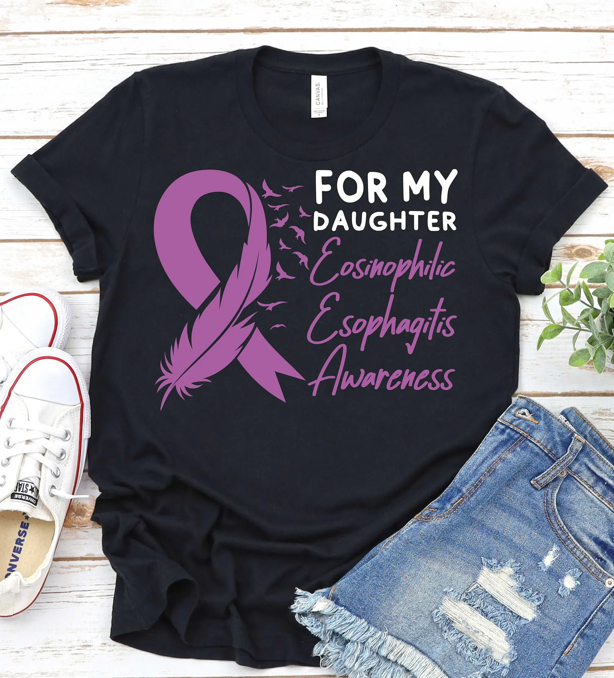 Eosinophilic Esophagitis Awareness T Shirt Eoe Ribbon Support Daughter Allergic Oesophagitis