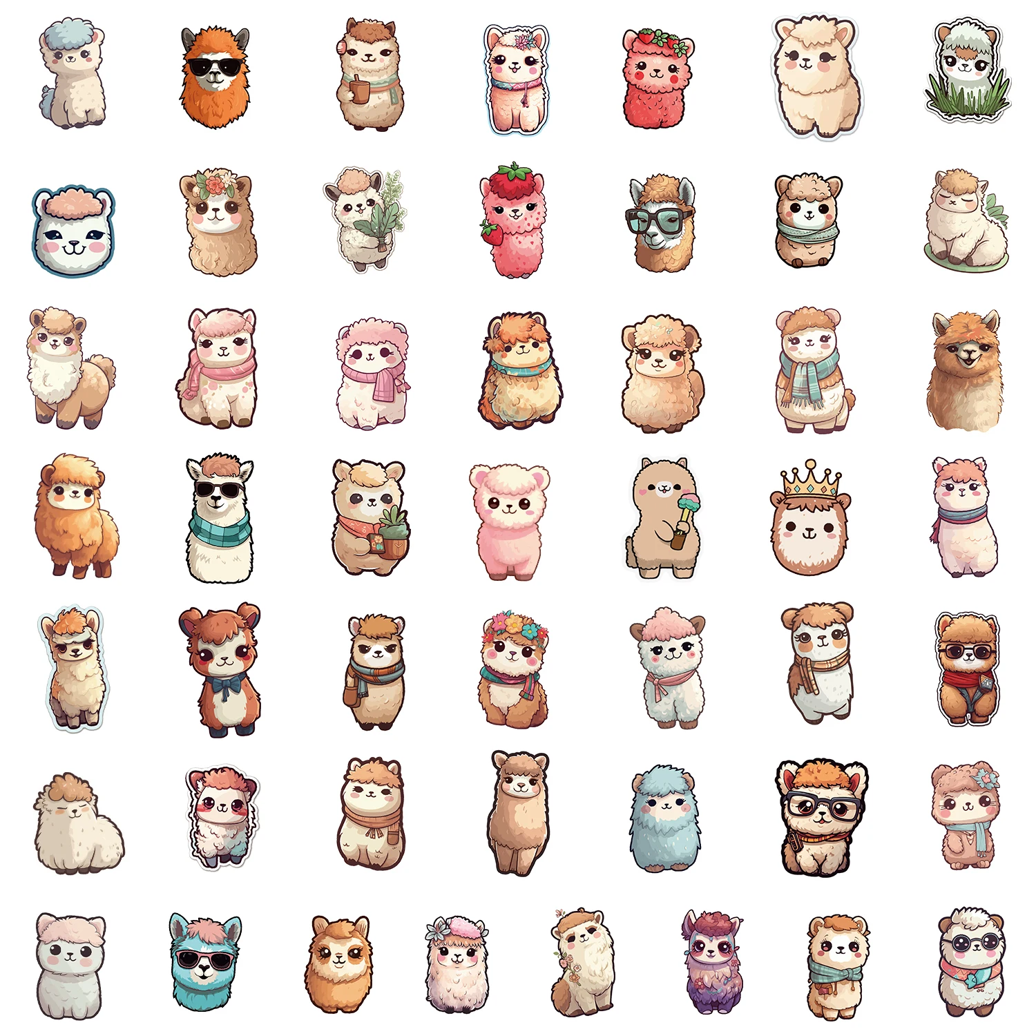 10/30/50個かわいい漫画アルパカ羊動物ステッカーラマラクダかわいいラップトップスクラップブックスケートボード車のおもちゃステッカーF5
