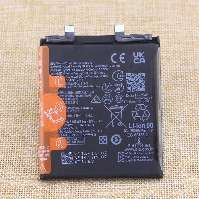 Imagem -02 - Bateria Original para Huawei Huawei Companheiro 50 Pro Dco-al00 Mate50 rs Porsche Versão Celular Hb546779egw 4700mah Novo de Alta Qualidade