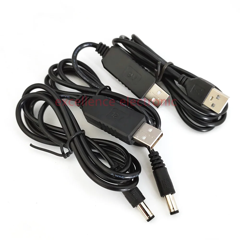 5Pcs USB to DC 5V to 9V/12V Step Up Converter Cable, 5.5x2.5mm Power Boost Line Adapter for Router Modem Camera