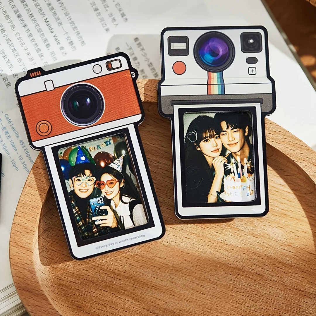 4Pcs Retro Camera Shape Polaroid Magnetic Photo Frames Reusable DIY Photo Frames for Fridge Locker Dishwasher Ideal Holiday Gift