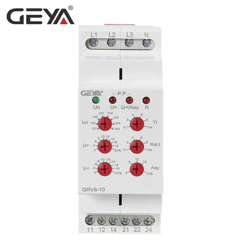 GEYA GRV8-10 NEW 36mm Width 3 Phase Voltage Monitoring Relay with Reset Time 0.1s-10s