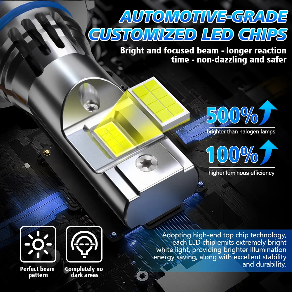 Led Lights 30000LM CANBUS Headlight Bulbs With Fan For Fiat 500C Hatchback 2015 2016 2017 2018 2019 2020 2021