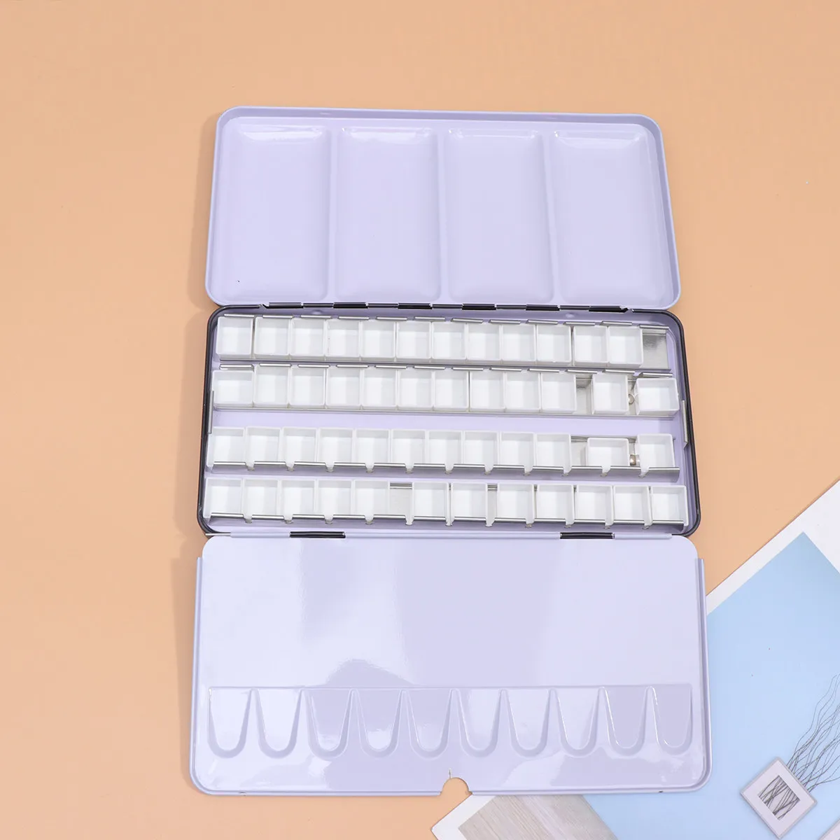 Empty Iron Watercolor Palette Solid Pigment Box Portable Paint Case Metal Storage Box for Travel and Painting Empty Paint Case