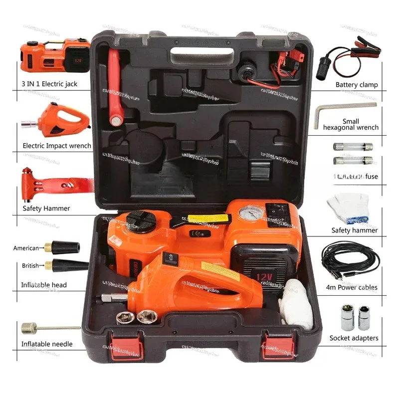 

12 В 5 тонн автомобильный гидравлический переносной домкрат ударный торцевой ключ накачиватель шин светодиодный светильник 4 в 1