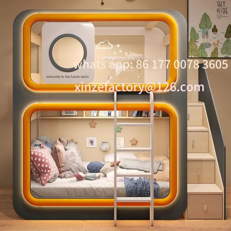 

Customizable children's bed space cabin high and low mother and child bunk bed girl single princess small apartment bed factory